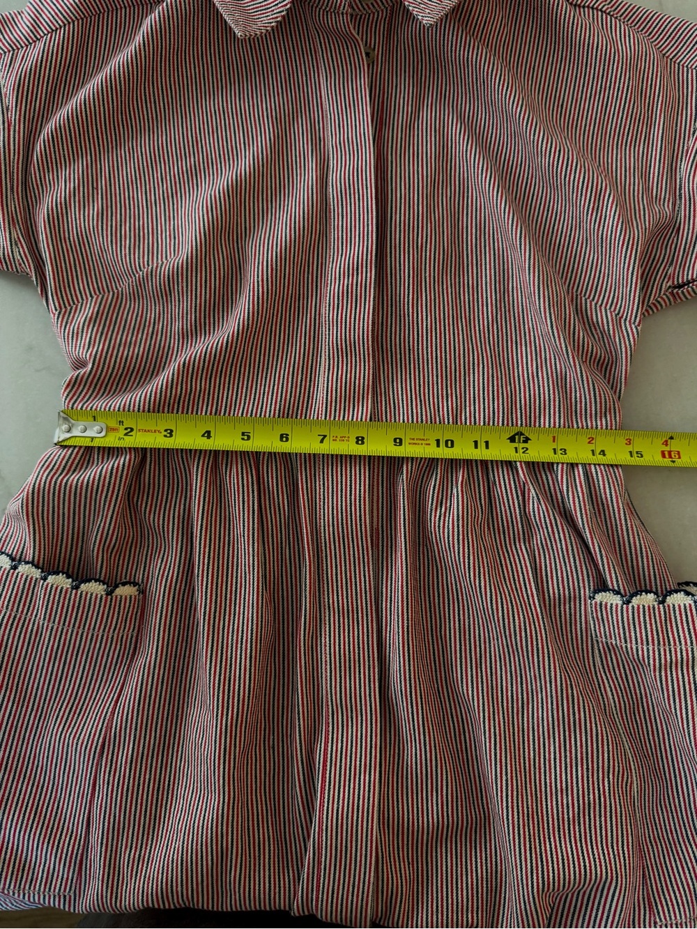 Tuckernuck Red-Striped Tie-Waist Mini Shirt Dress - Picture 4 of 8